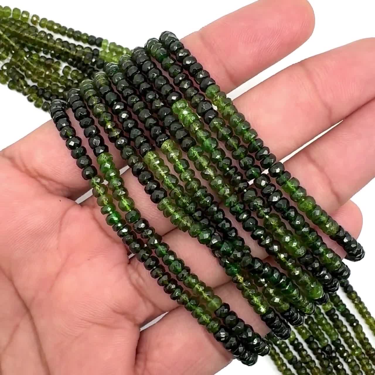 Ombre Green Tourmaline 4mm Hand Faceted Rondelles 13